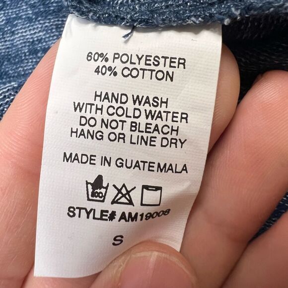 Alpha Amour Slouchy Fit Heathered Blue Tie Front Shirt - Picture 9 of 9